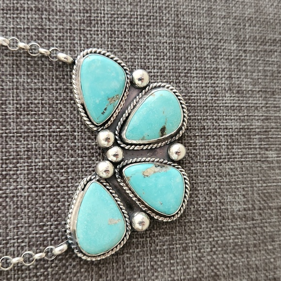 Amazing Native American Handmade Kingman Turquoise Butterfly Necklace 🩵🦋💙🎁 - Picture 3 of 16